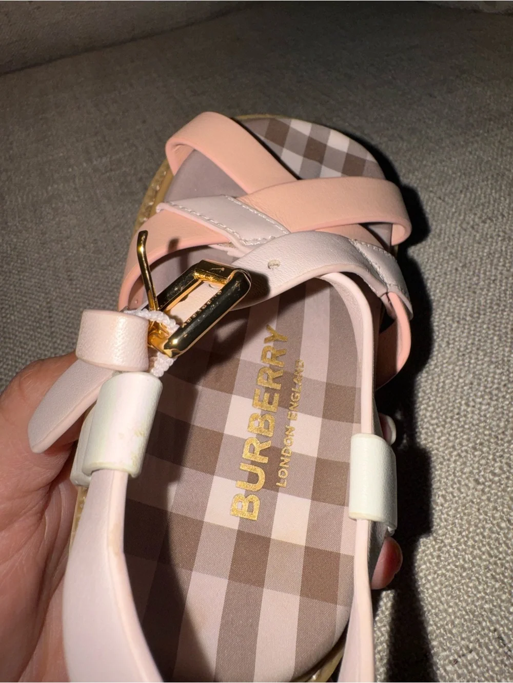 Burberry Pink & Peach Crisscross Kids Sandals